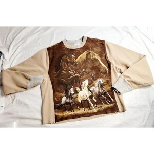 Vintage Champion horse sweatshirt repurposed upcycled equestrian small OOAK
